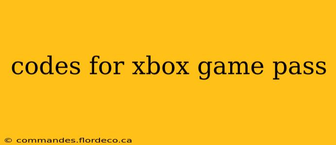 codes for xbox game pass