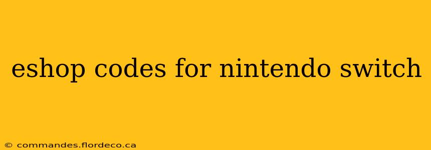 eshop codes for nintendo switch