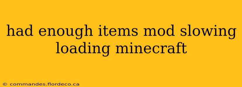 had enough items mod slowing loading minecraft