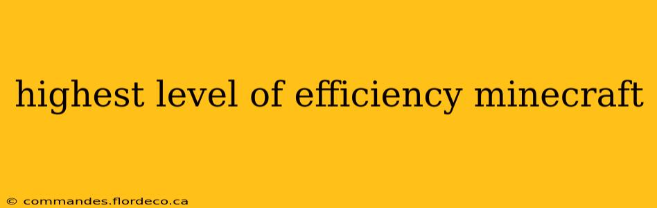highest level of efficiency minecraft