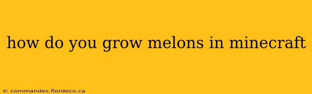 how do you grow melons in minecraft