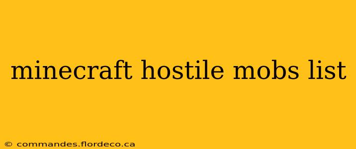minecraft hostile mobs list