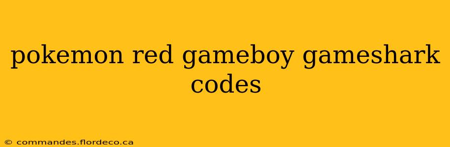 pokemon red gameboy gameshark codes
