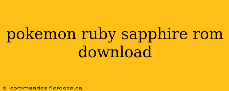 pokemon ruby sapphire rom download