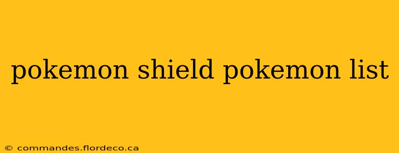 pokemon shield pokemon list