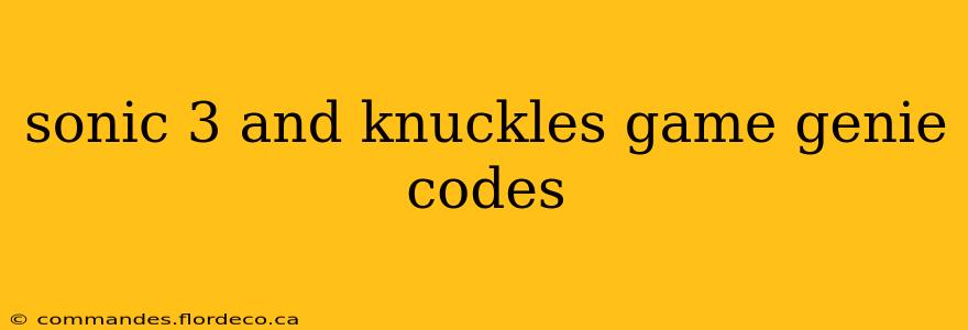 sonic 3 and knuckles game genie codes