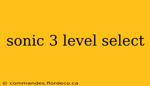 sonic 3 level select