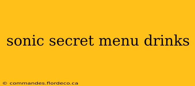 sonic secret menu drinks