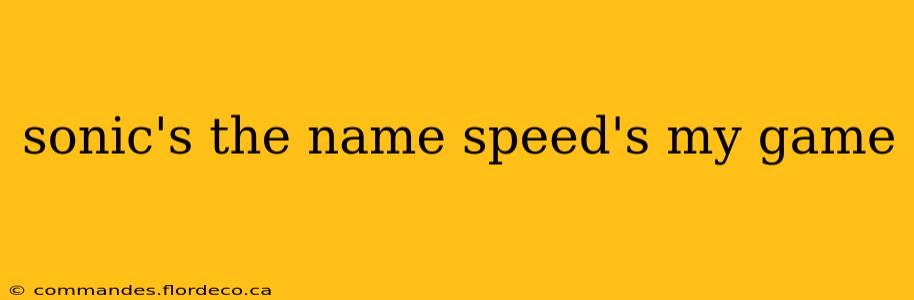 sonic's the name speed's my game