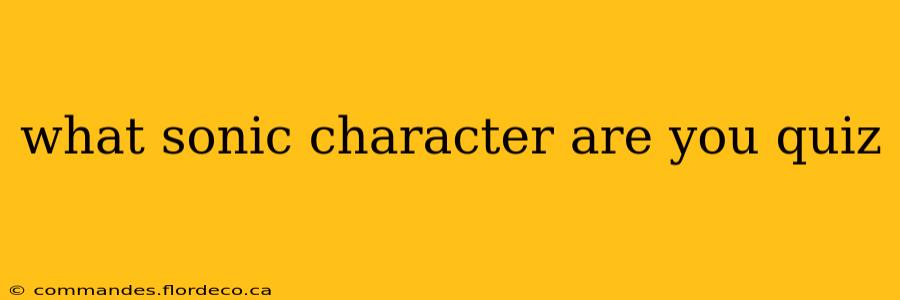 what sonic character are you quiz